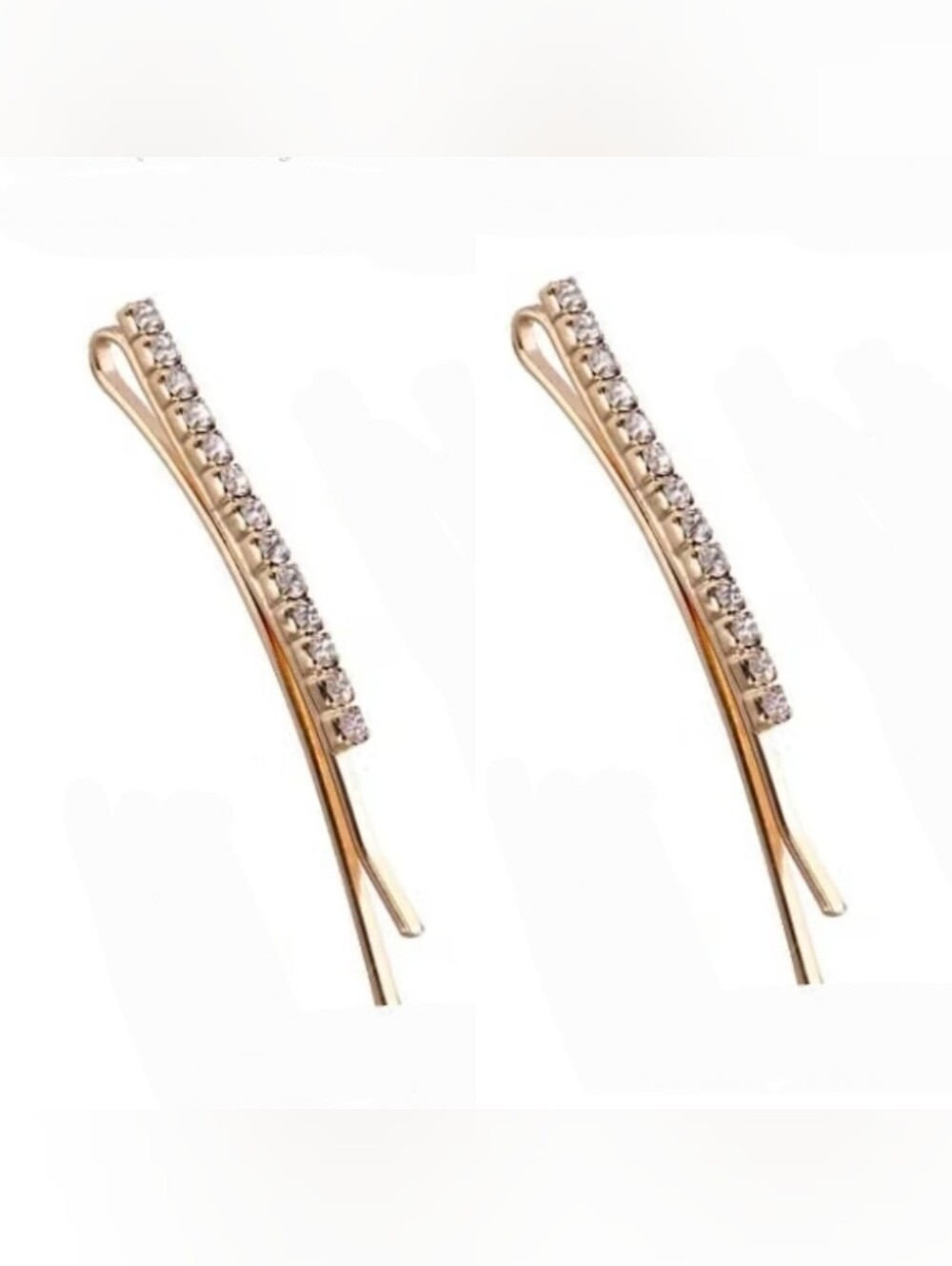 Elegant Pair Of Gold Rhinestone Hair Clips BNIB